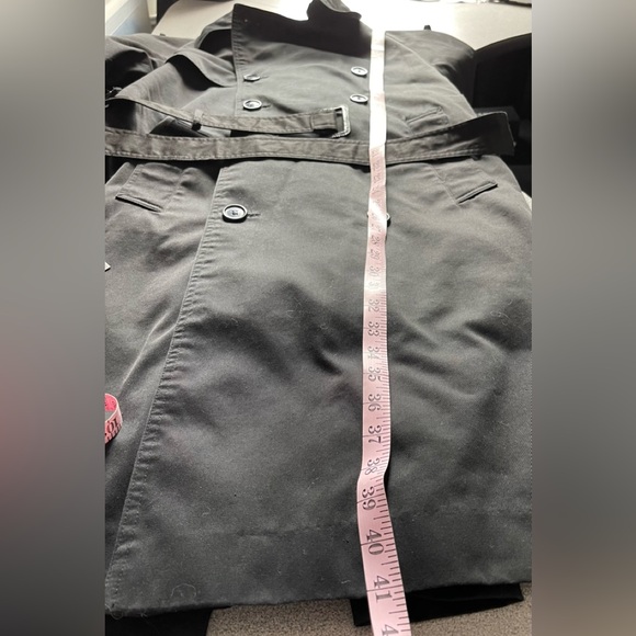 Vintage Tip Top Black Lined Trench Coat Size 36 - Picture 15 of 16